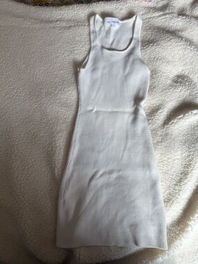 ALL THE WI White Ribbed Tank Mini Dress